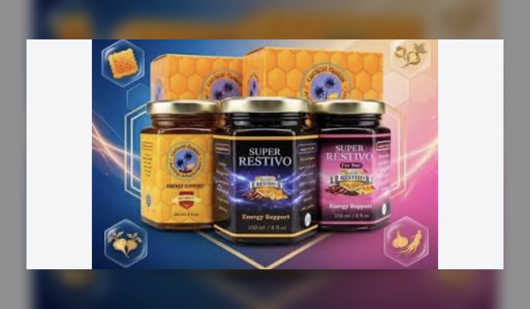 Super Restivo product collection with three jars
